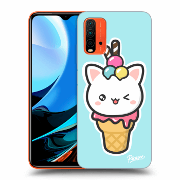 Picasee silikónový prehľadný obal pre Xiaomi Redmi 9T - Ice Cream Cat