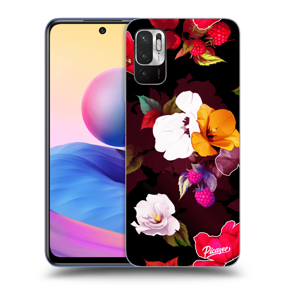 Picasee silikónový prehľadný obal pre Xiaomi Redmi Note 10 5G - Flowers and Berries