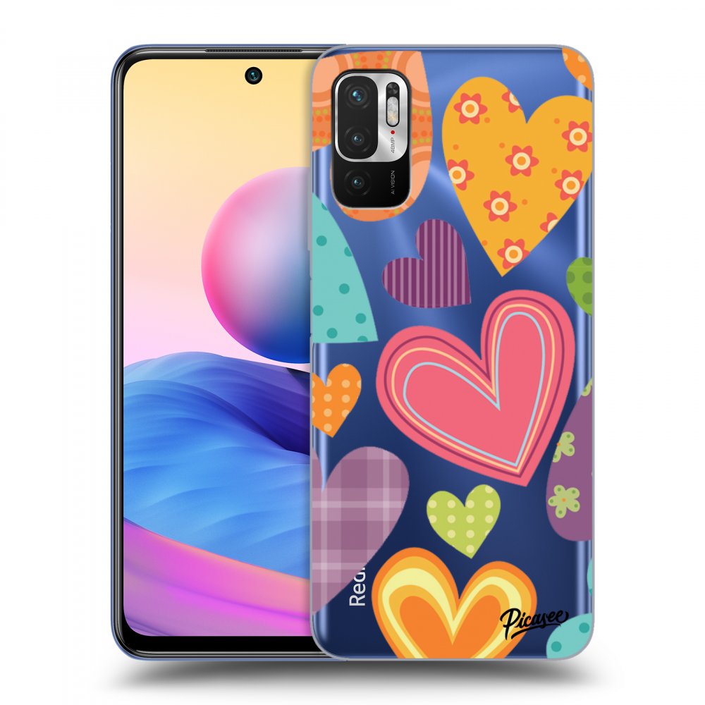 Picasee silikónový prehľadný obal pre Xiaomi Redmi Note 10 5G - Colored heart