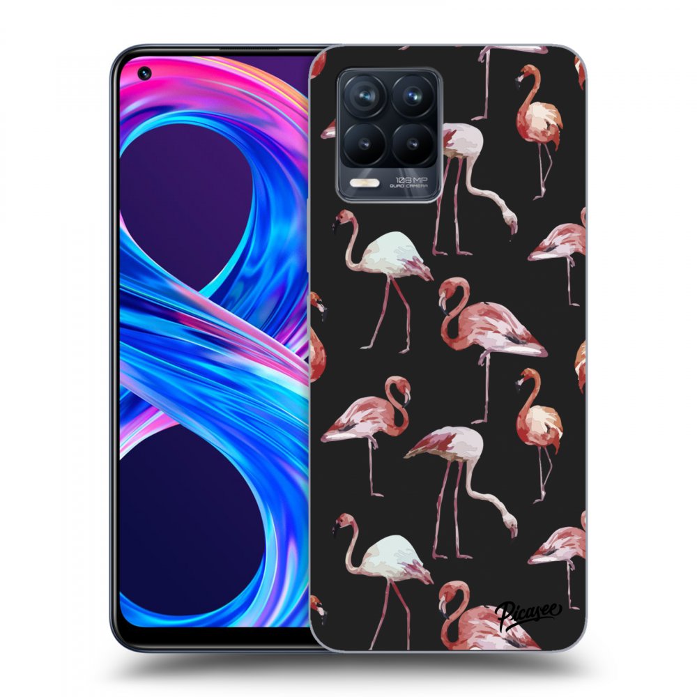 Picasee silikónový čierny obal pre Realme 8 Pro - Flamingos