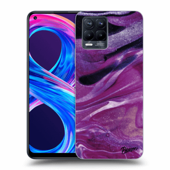 Picasee silikónový čierny obal pre Realme 8 Pro - Purple glitter