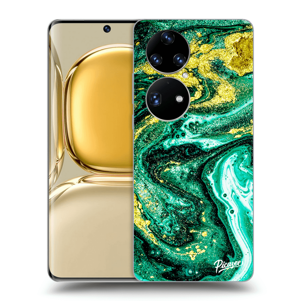 Picasee silikónový čierny obal pre Huawei P50 - Green Gold