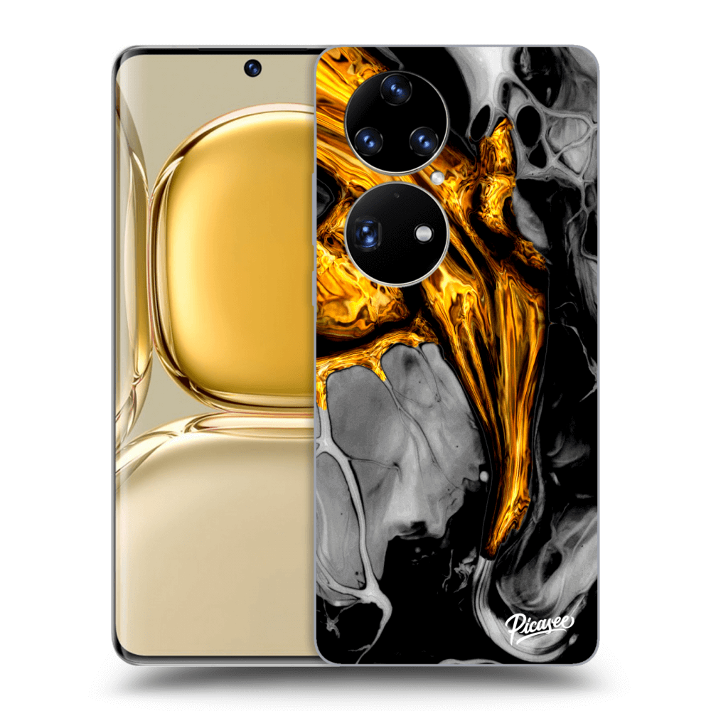 Picasee silikónový prehľadný obal pre Huawei P50 - Black Gold