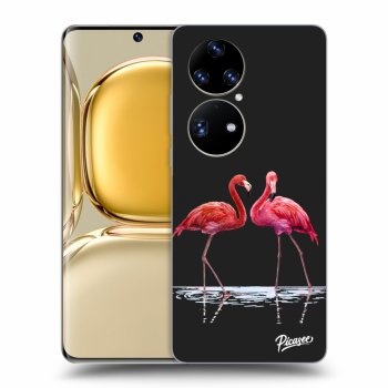 Picasee silikónový čierny obal pre Huawei P50 - Flamingos couple