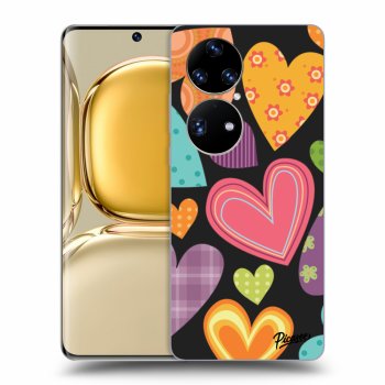 Picasee silikónový čierny obal pre Huawei P50 - Colored heart