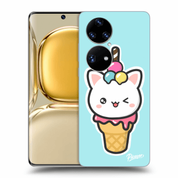 Picasee silikónový čierny obal pre Huawei P50 - Ice Cream Cat