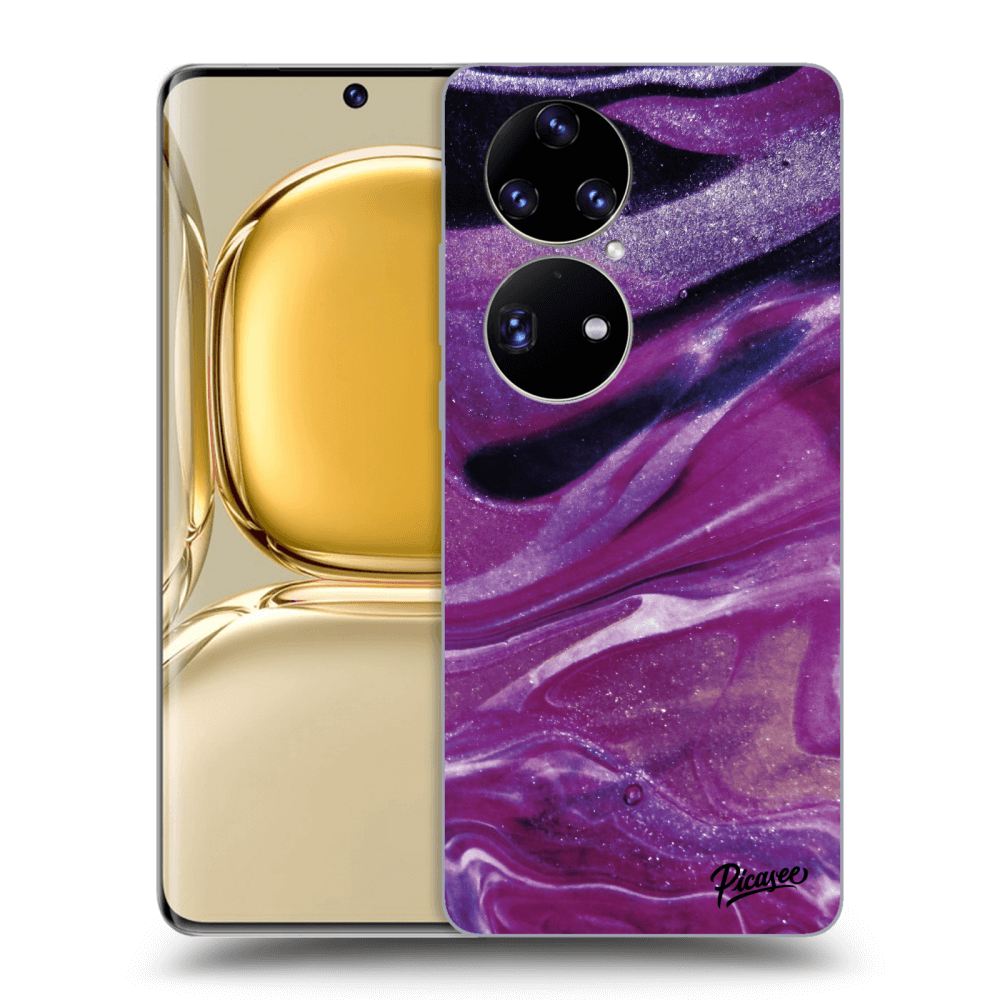 Picasee silikónový prehľadný obal pre Huawei P50 - Purple glitter