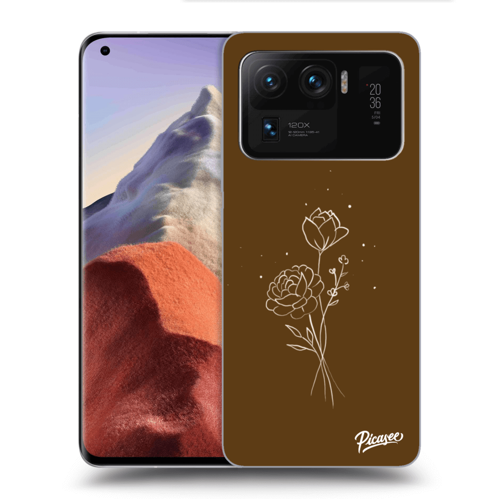 Picasee silikónový čierny obal pre Xiaomi Mi 11 Ultra - Brown flowers