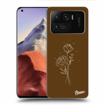 Picasee silikónový prehľadný obal pre Xiaomi Mi 11 Ultra - Brown flowers