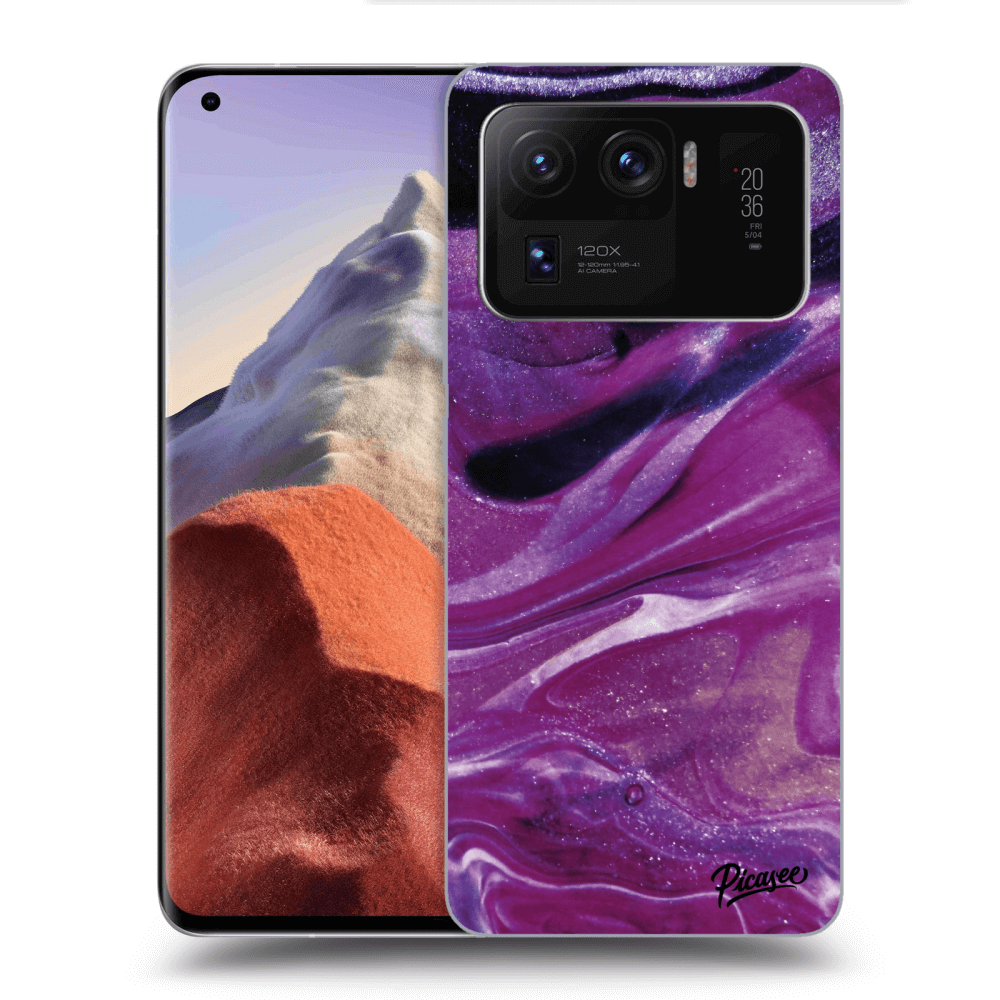 Picasee silikónový čierny obal pre Xiaomi Mi 11 Ultra - Purple glitter
