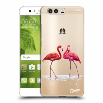 Picasee silikónový prehľadný obal pre Huawei P10 - Flamingos couple