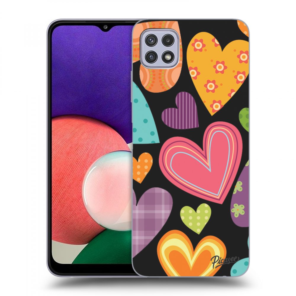 Picasee silikónový čierny obal pre Samsung Galaxy A22 A226B 5G - Colored heart