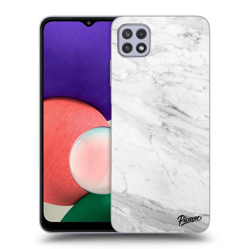 Picasee silikónový čierny obal pre Samsung Galaxy A22 A226B 5G - White marble