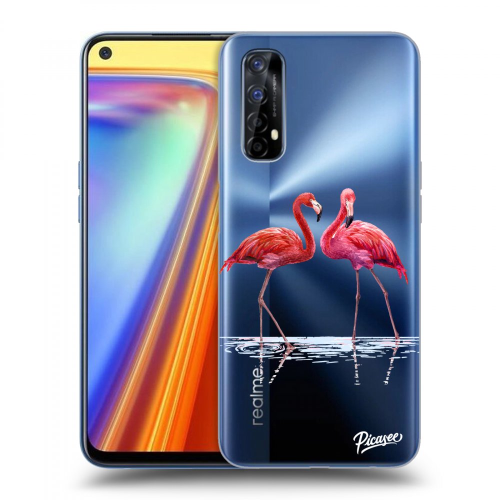 Picasee silikónový prehľadný obal pre Realme 7 - Flamingos couple