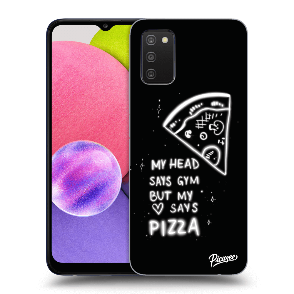 Picasee silikónový čierny obal pre Samsung Galaxy A02s A025G - Pizza