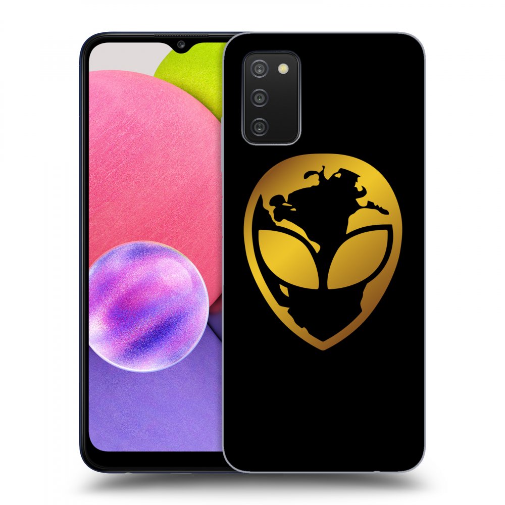 Picasee ULTIMATE CASE pro Samsung Galaxy A02s A025G - EARTH - Gold Alien 3.0