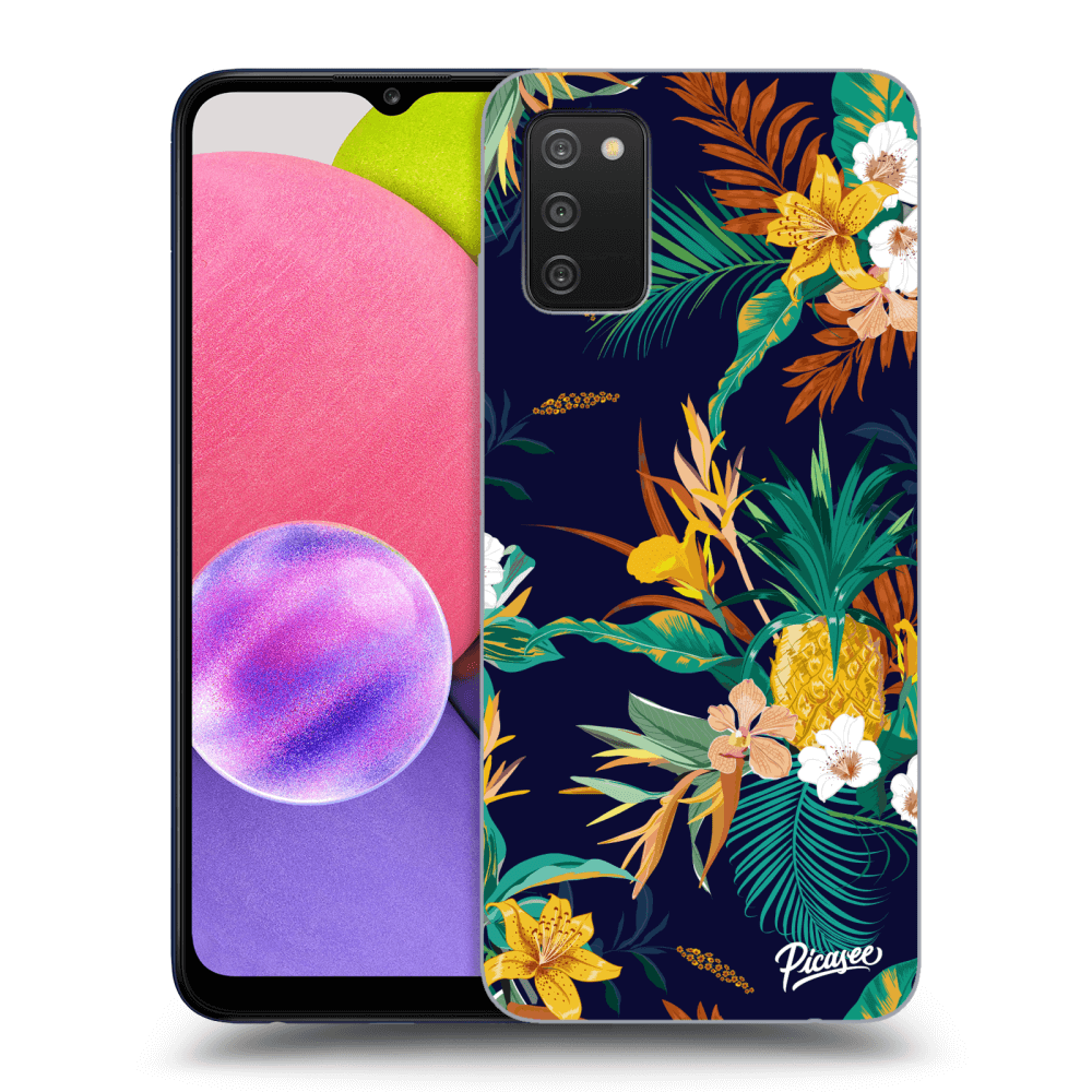Picasee silikónový prehľadný obal pre Samsung Galaxy A02s A025G - Pineapple Color