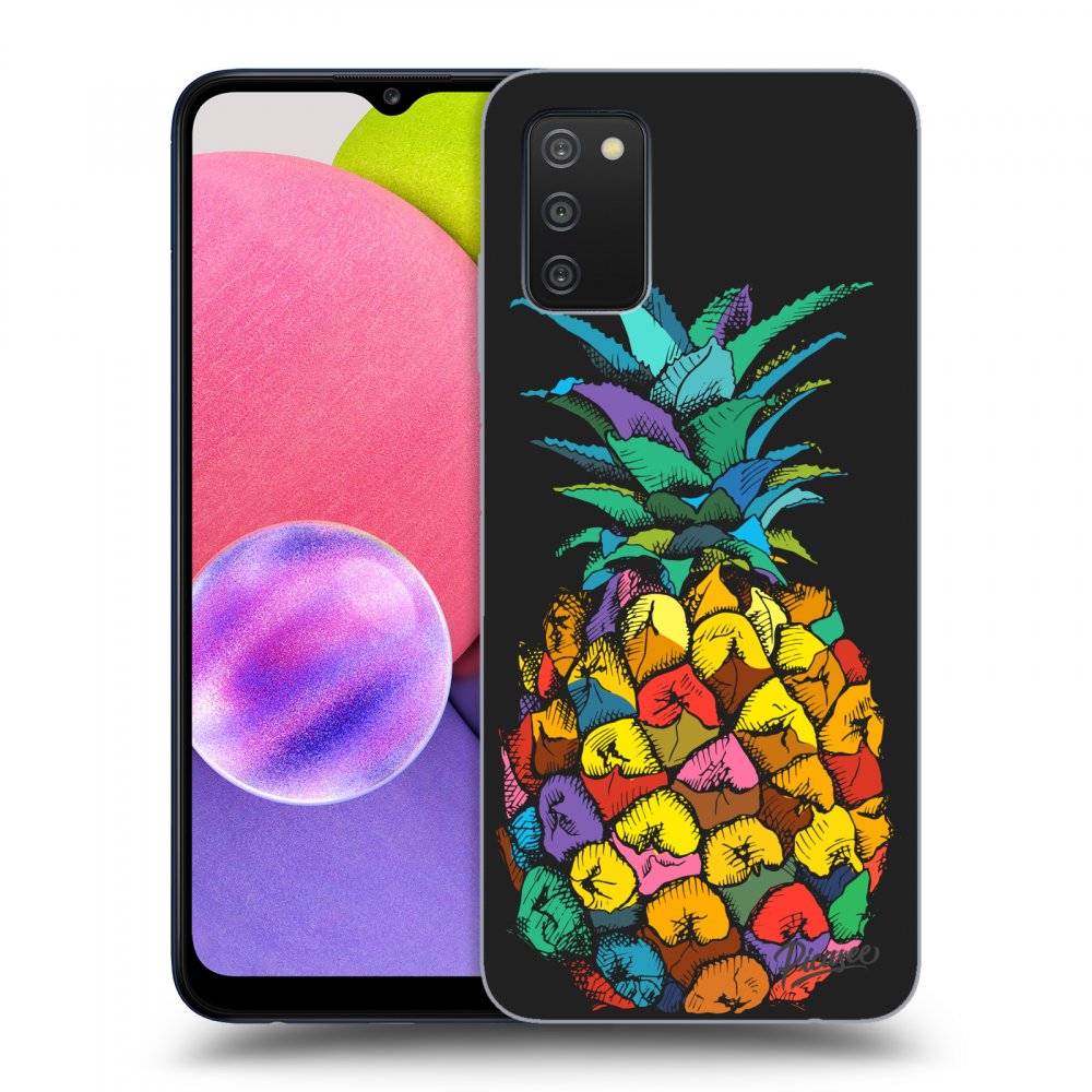 Picasee silikónový čierny obal pre Samsung Galaxy A02s A025G - Pineapple