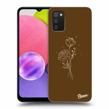 Picasee silikónový čierny obal pre Samsung Galaxy A02s A025G - Brown flowers