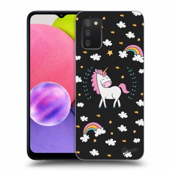 Picasee silikónový čierny obal pre Samsung Galaxy A02s A025G - Unicorn star heaven