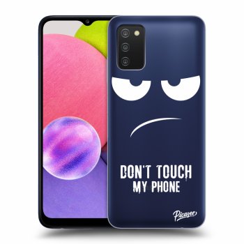 Picasee silikónový prehľadný obal pre Samsung Galaxy A02s A025G - Don't Touch My Phone