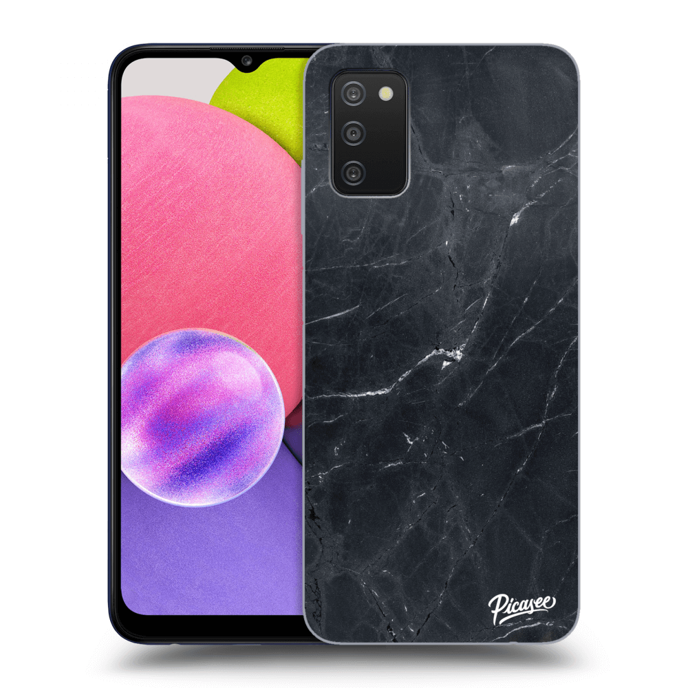 Picasee silikónový čierny obal pre Samsung Galaxy A02s A025G - Black marble