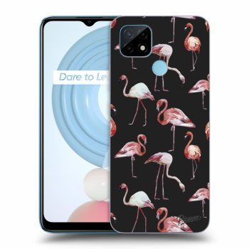 Picasee silikónový čierny obal pre Realme C21 - Flamingos
