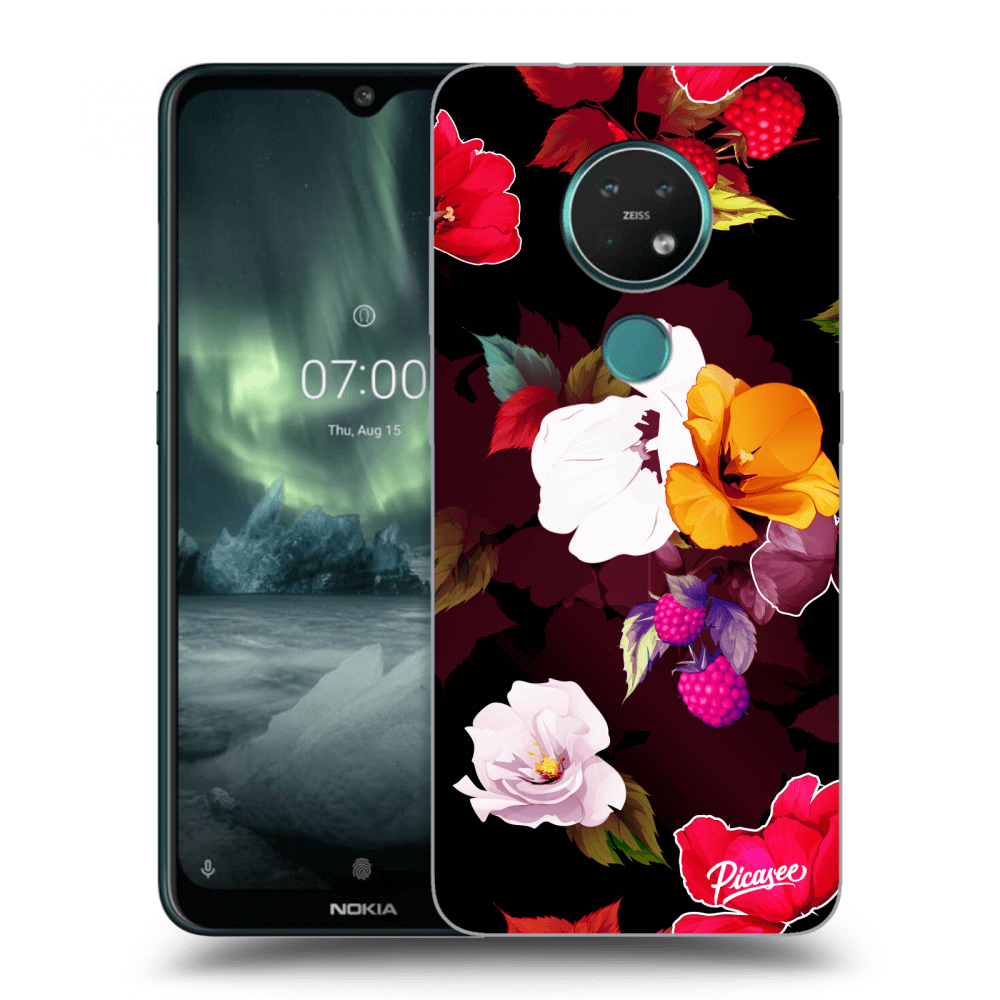 Picasee silikónový čierny obal pre Nokia 7.2 - Flowers and Berries