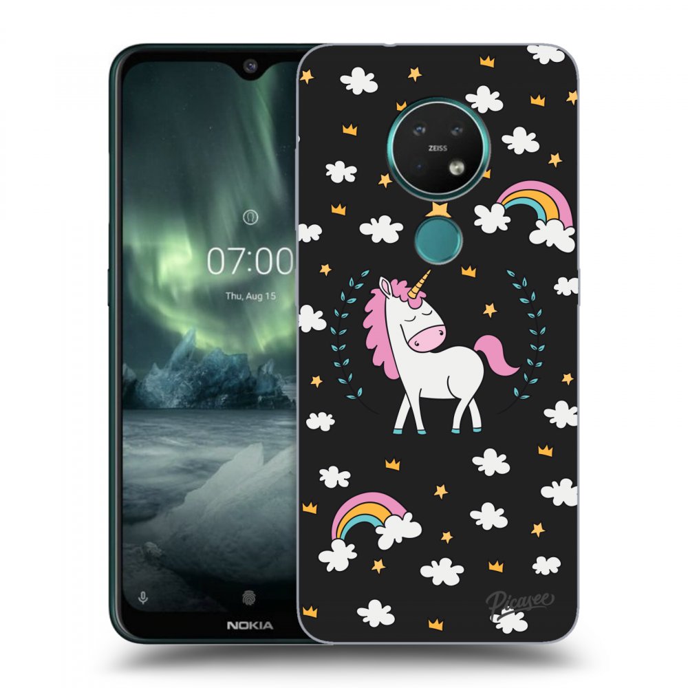Picasee silikónový čierny obal pre Nokia 7.2 - Unicorn star heaven