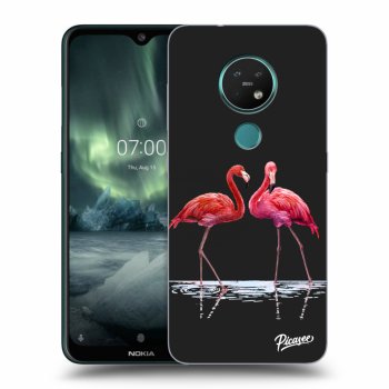 Picasee silikónový čierny obal pre Nokia 7.2 - Flamingos couple