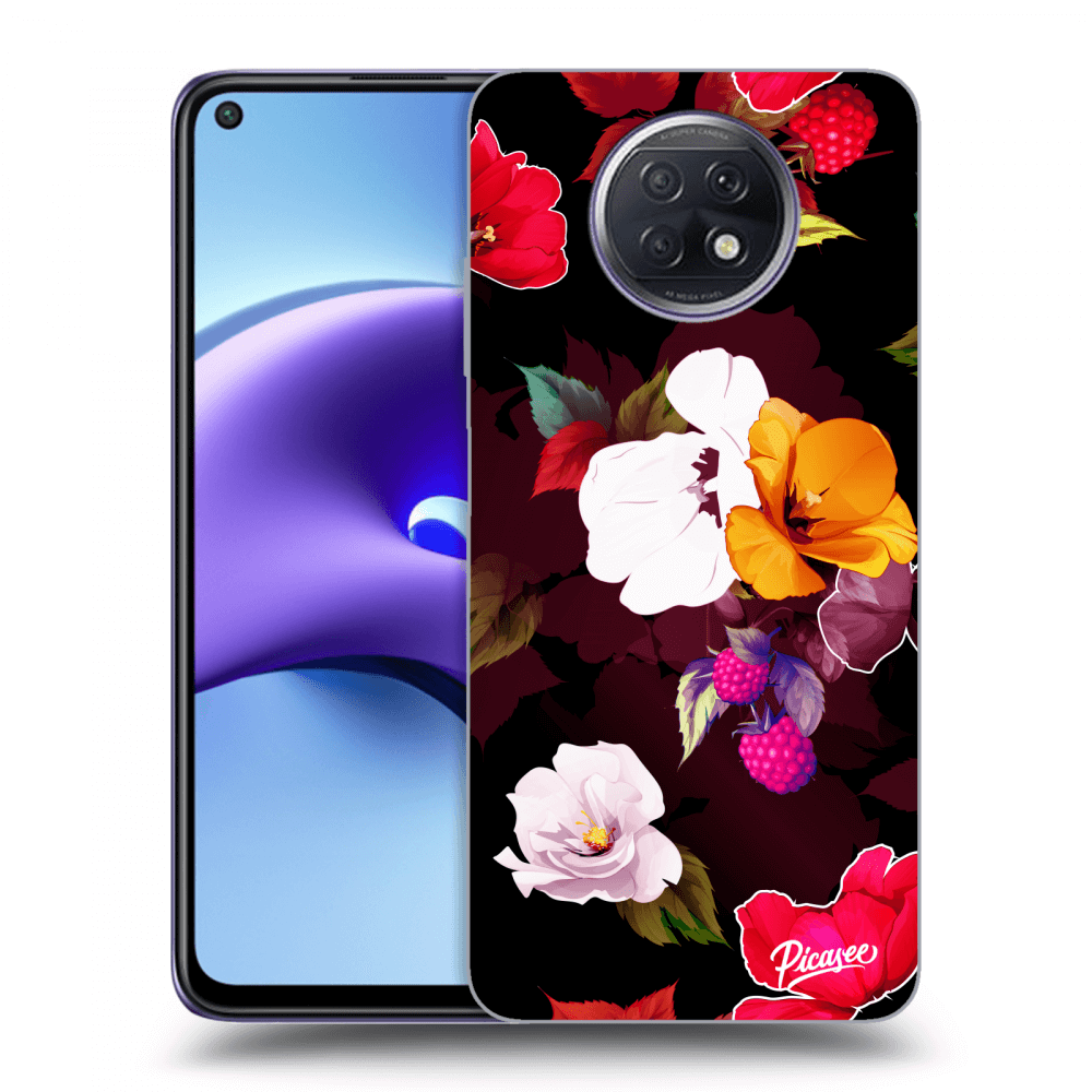 Picasee silikónový čierny obal pre Xiaomi Redmi Note 9T - Flowers and Berries