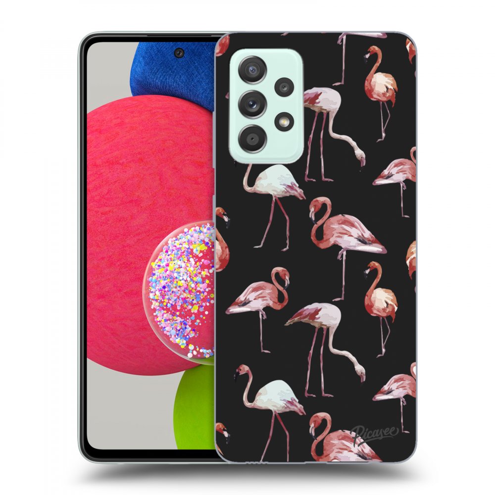 Picasee silikónový čierny obal pre Samsung Galaxy A52s 5G A528B - Flamingos