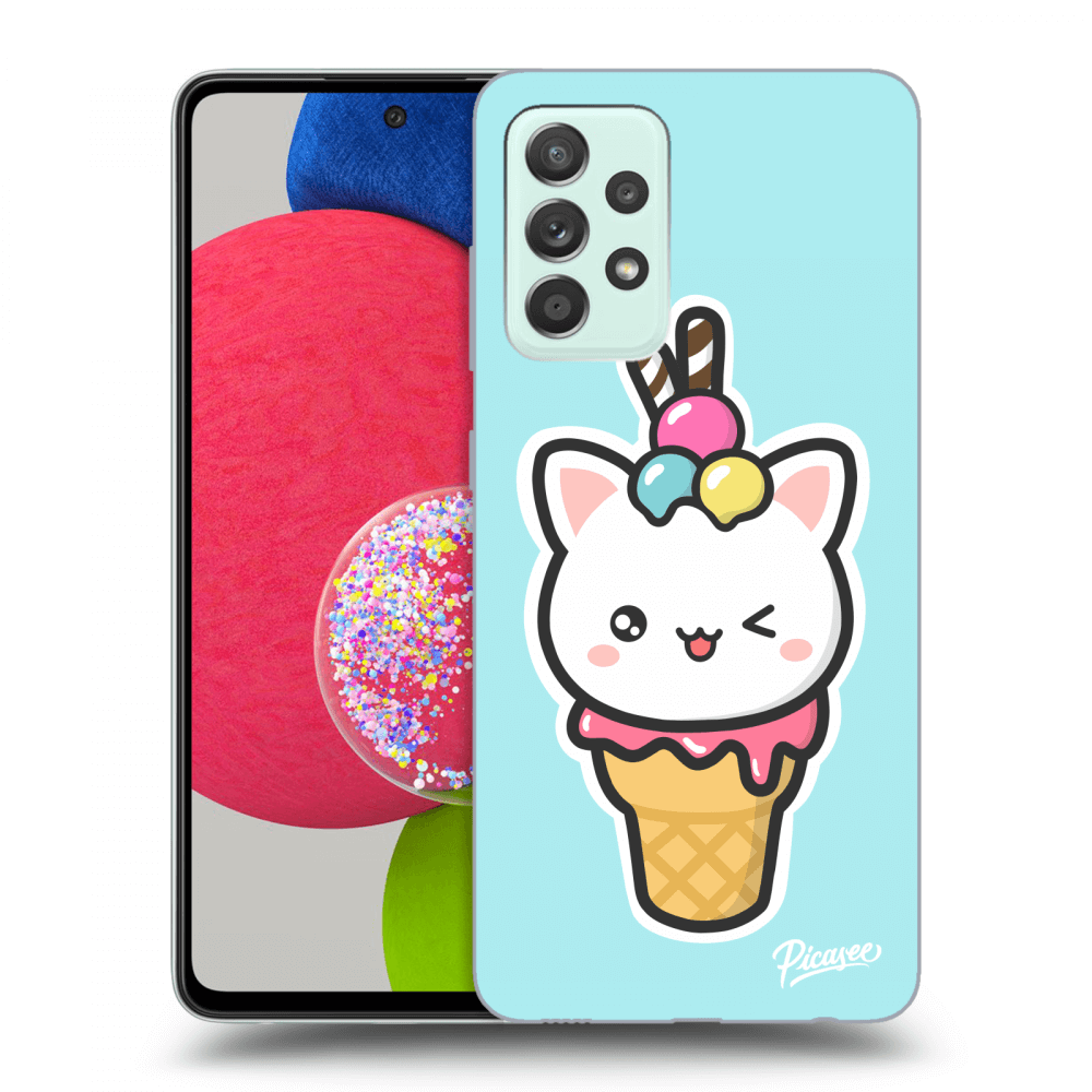 Picasee silikónový prehľadný obal pre Samsung Galaxy A52s 5G A528B - Ice Cream Cat