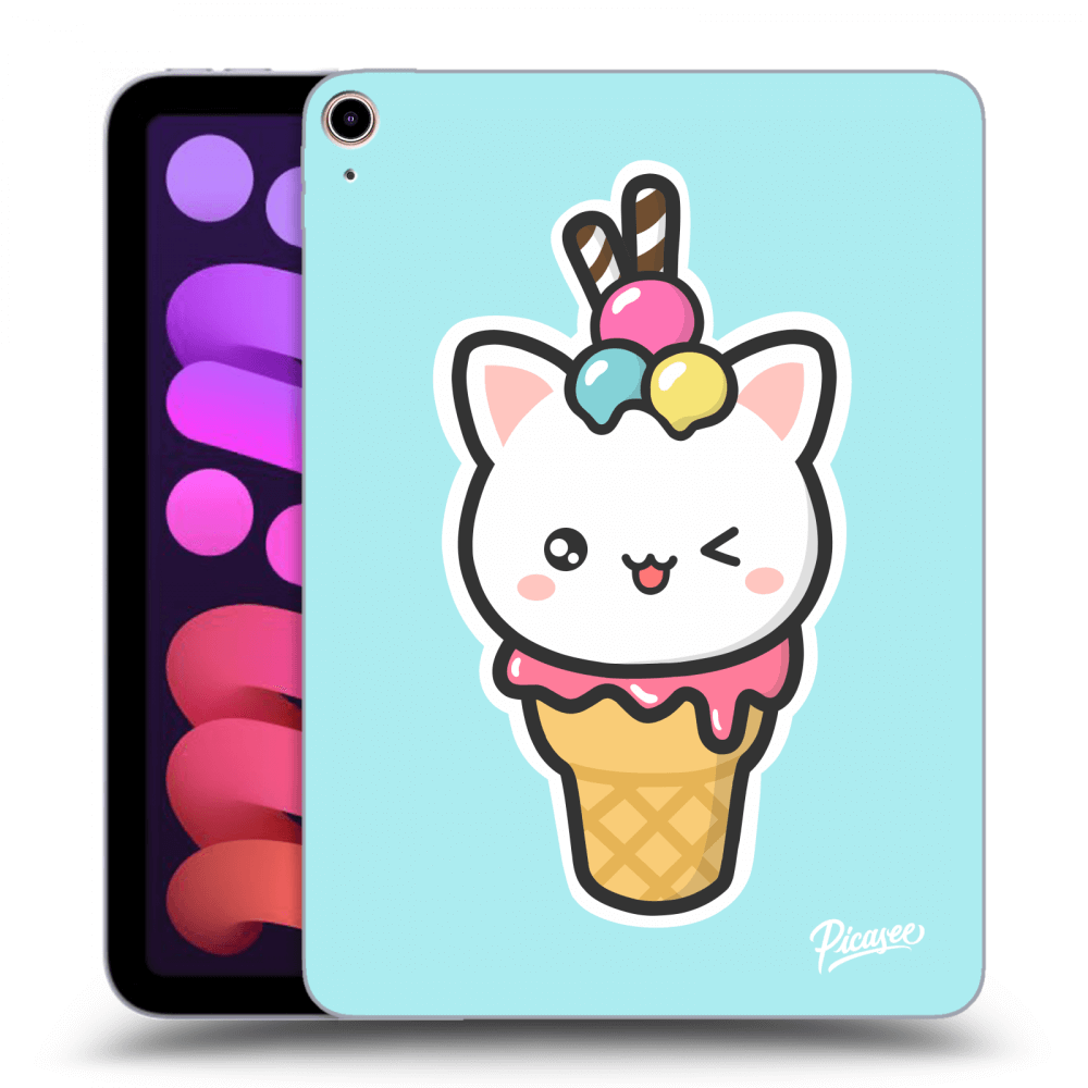 Picasee silikónový prehľadný obal pre Apple iPad mini 2021 (6. gen) - Ice Cream Cat