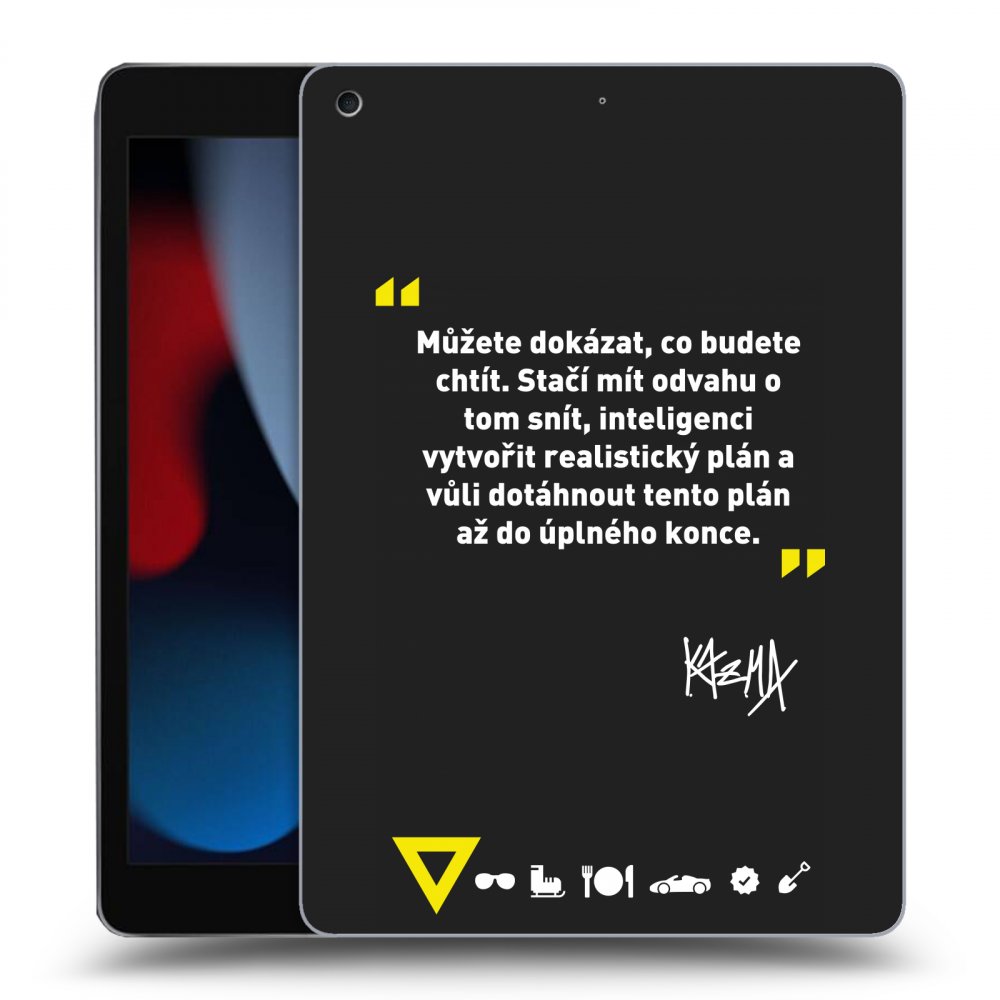Picasee silikónový čierny obal pre Apple iPad 10.2" 2021 (9. gen) - Kazma - MŮŽETE DOKÁZAT, CO BUDETE CHTÍT