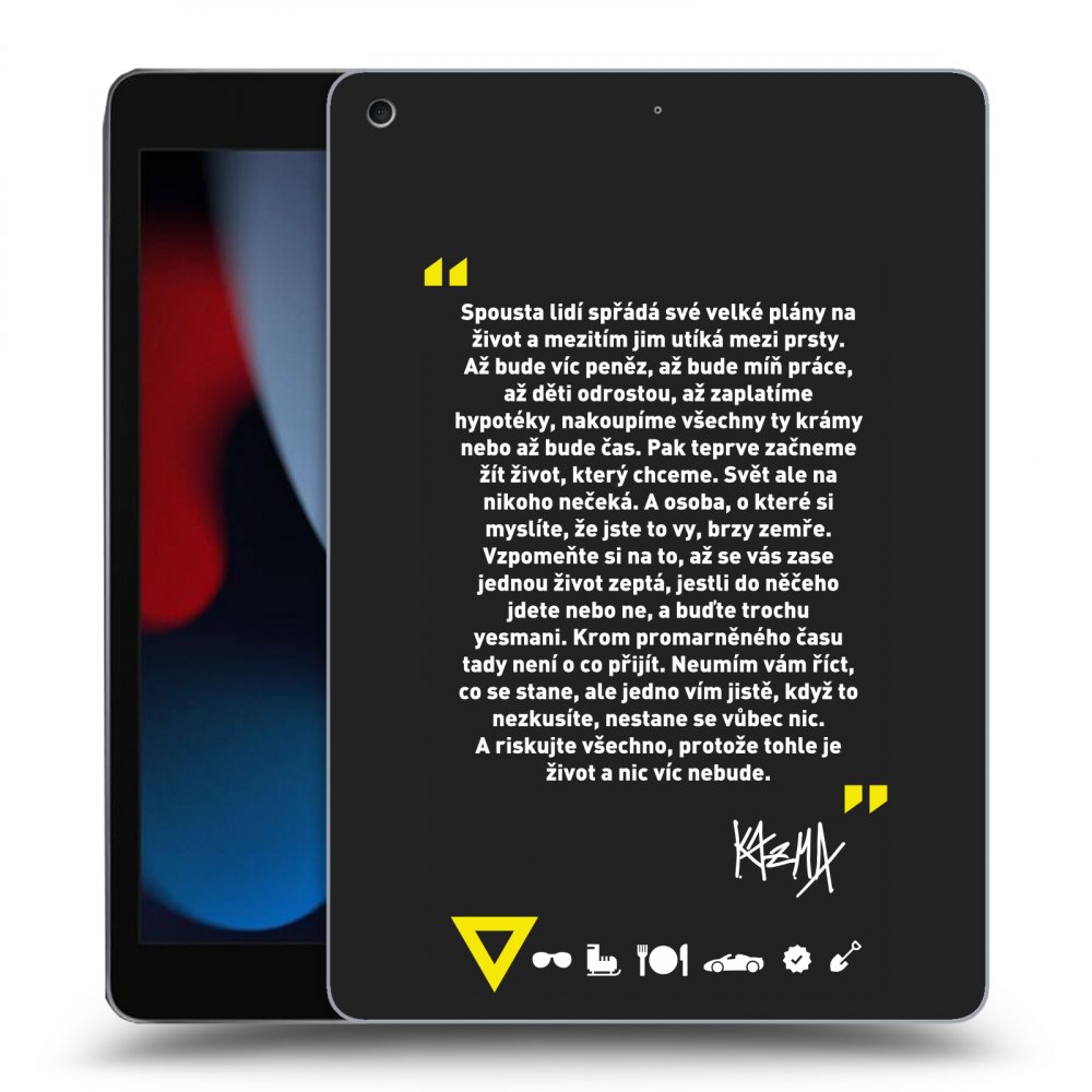 Picasee silikónový čierny obal pre Apple iPad 10.2" 2021 (9. gen) - Kazma - BUĎTE TROCHU YESMANI