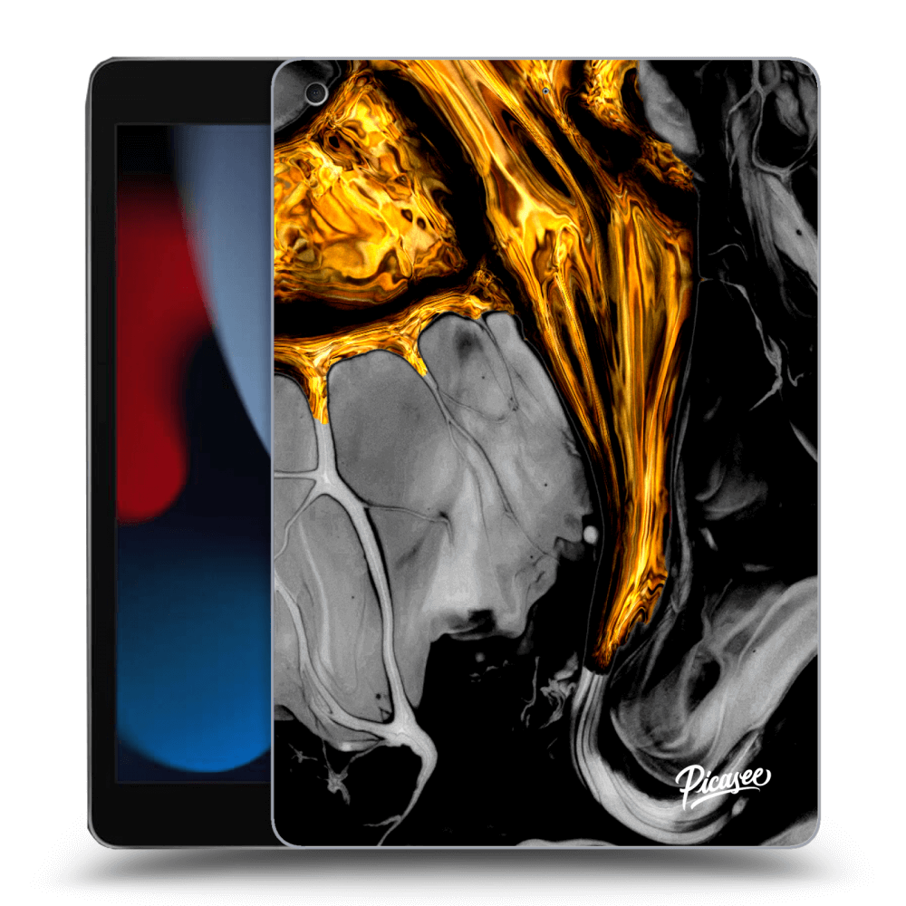 Picasee silikónový čierny obal pre Apple iPad 10.2" 2021 (9. gen) - Black Gold