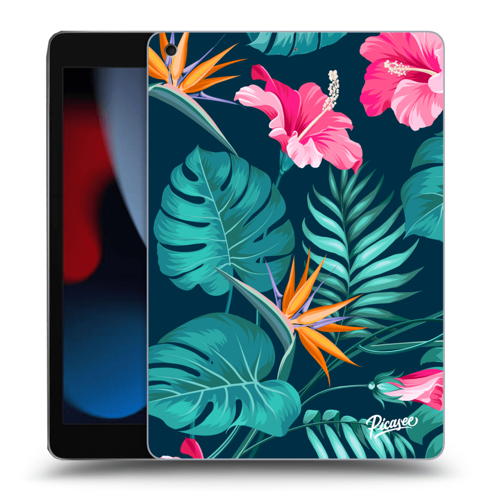 Picasee silikónový čierny obal pre Apple iPad 10.2" 2021 (9. gen) - Pink Monstera
