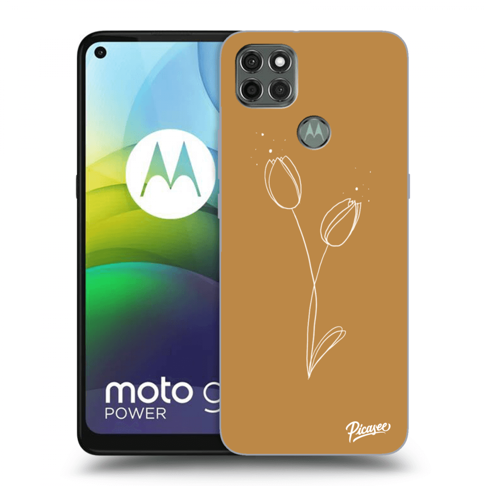 Picasee silikónový čierny obal pre Motorola Moto G9 Power - Tulips