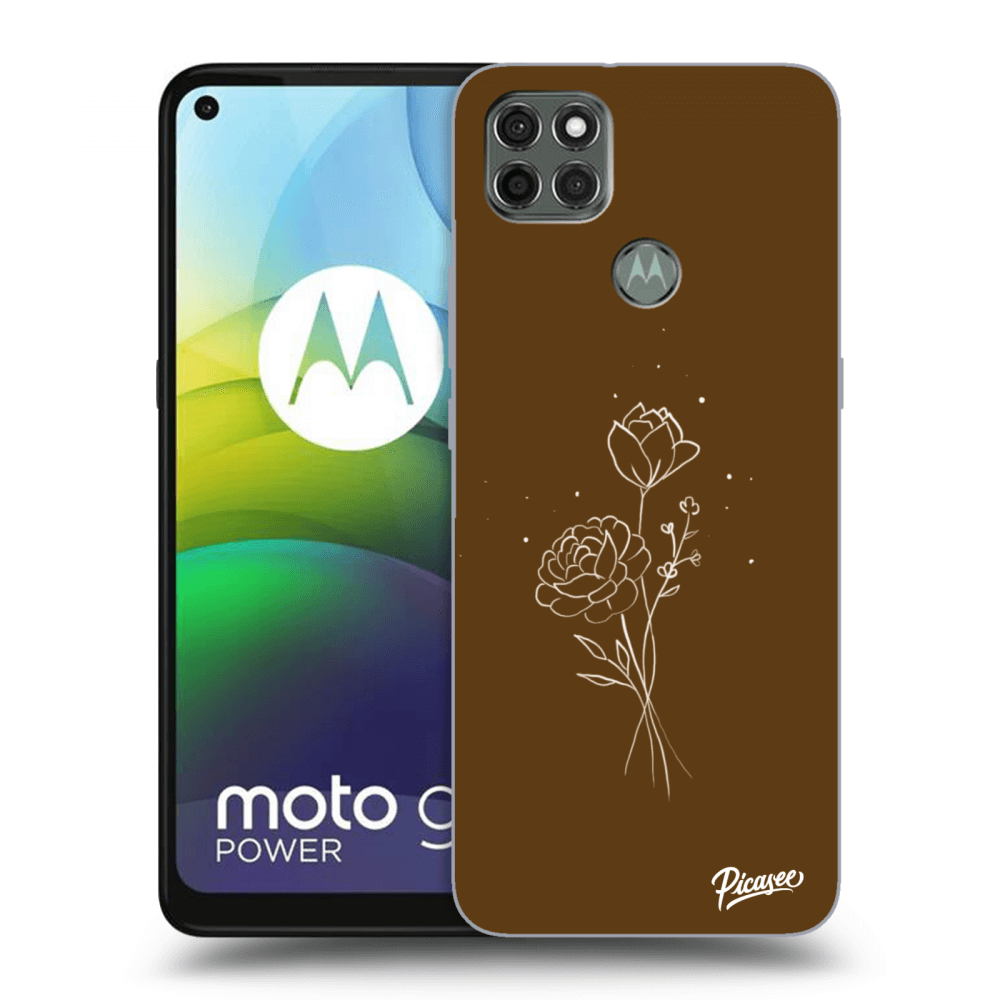 Picasee silikónový čierny obal pre Motorola Moto G9 Power - Brown flowers