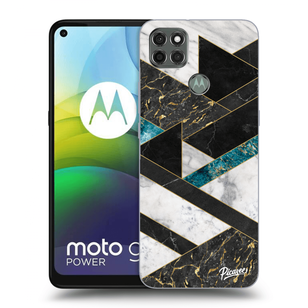 Picasee silikónový čierny obal pre Motorola Moto G9 Power - Dark geometry