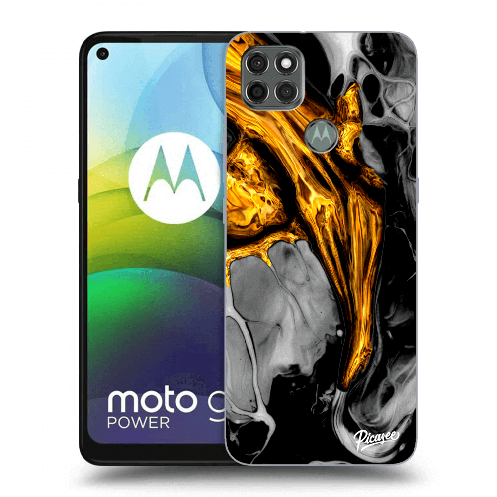 Picasee silikónový čierny obal pre Motorola Moto G9 Power - Black Gold