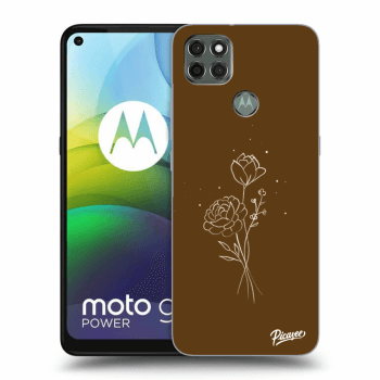 Picasee silikónový čierny obal pre Motorola Moto G9 Power - Brown flowers