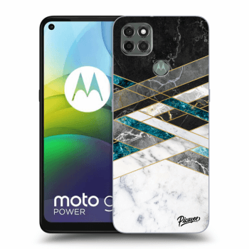Picasee silikónový čierny obal pre Motorola Moto G9 Power - Black & White geometry