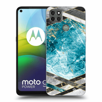 Picasee silikónový čierny obal pre Motorola Moto G9 Power - Blue geometry