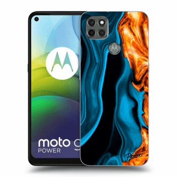 Picasee silikónový čierny obal pre Motorola Moto G9 Power - Gold blue