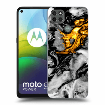Picasee silikónový čierny obal pre Motorola Moto G9 Power - Black Gold 2