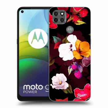 Picasee silikónový čierny obal pre Motorola Moto G9 Power - Flowers and Berries