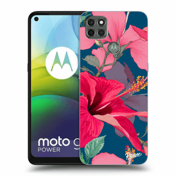 Picasee silikónový čierny obal pre Motorola Moto G9 Power - Hibiscus