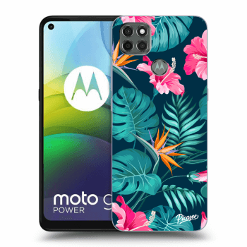 Picasee silikónový čierny obal pre Motorola Moto G9 Power - Pink Monstera